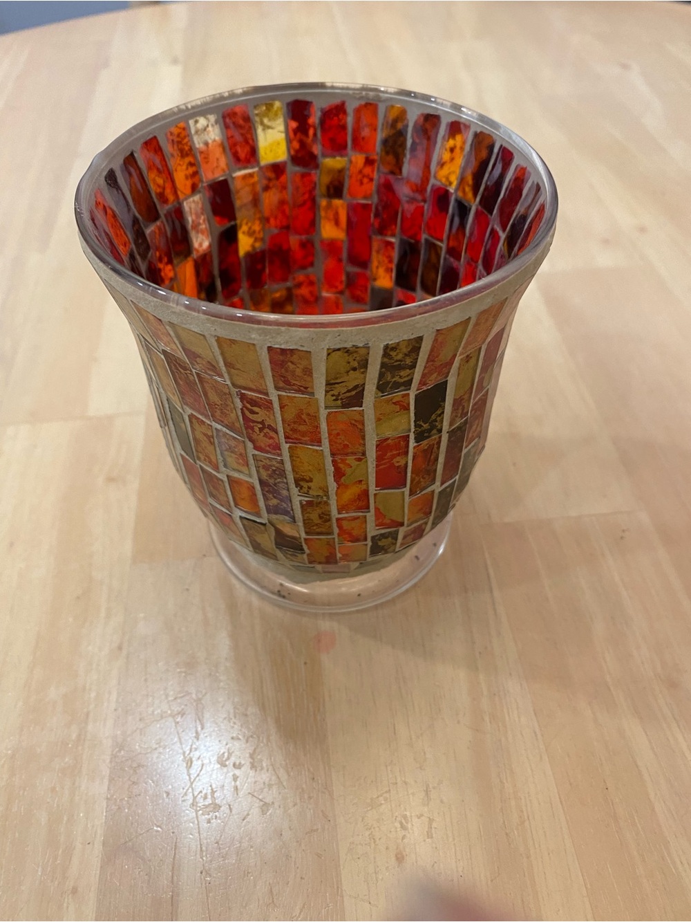 Mosaic Glass Tiled Candle Holder - Warm Amber & Gold - Picture 2 of 5